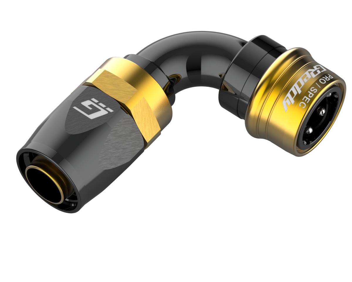 GReddy PRO/SPEC -04 Quick-Release Swivel Hose Ends - Black / Gold — image 6
