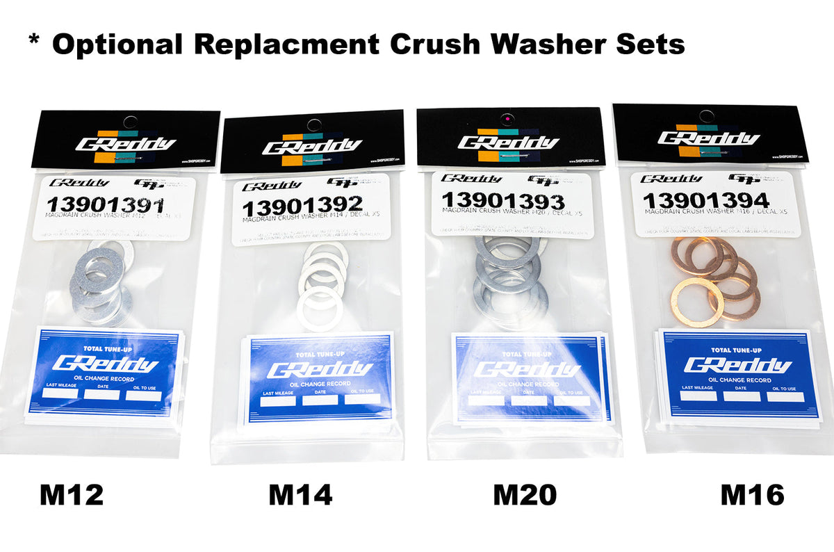 GReddy Magnetic Oil Drain Plug Replacement Washer Set and Sticker — image 1