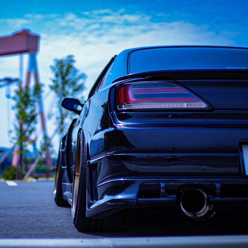 S15 シルビア / ヴァリエッタ 流れるウインカー サイドマーカー付き ファイバーLEDテールランプ ブラッククローム — image 10