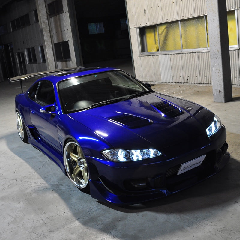 S15 シルビア / ヴァリエッタ 次世代 イカリング ファイバーLEDヘッドライト V4 クローム — image 12