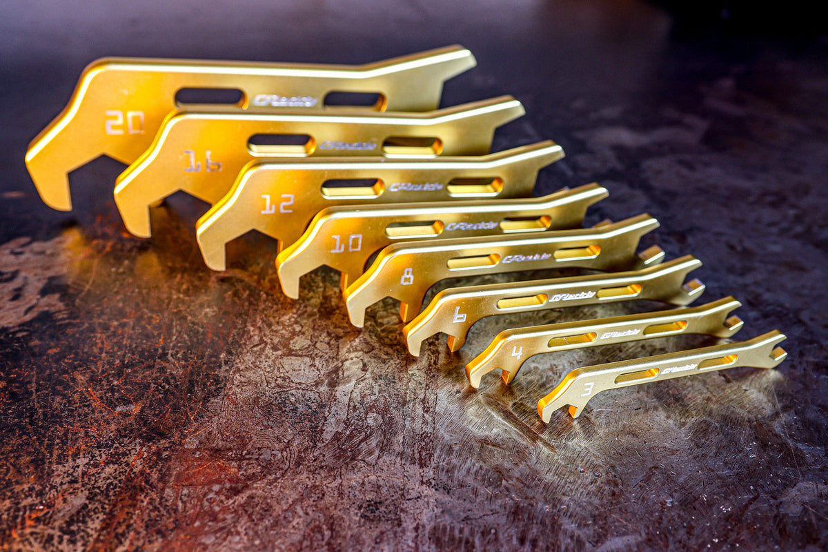GReddy Angled AN Wrenches - Gold Anodized — image 3