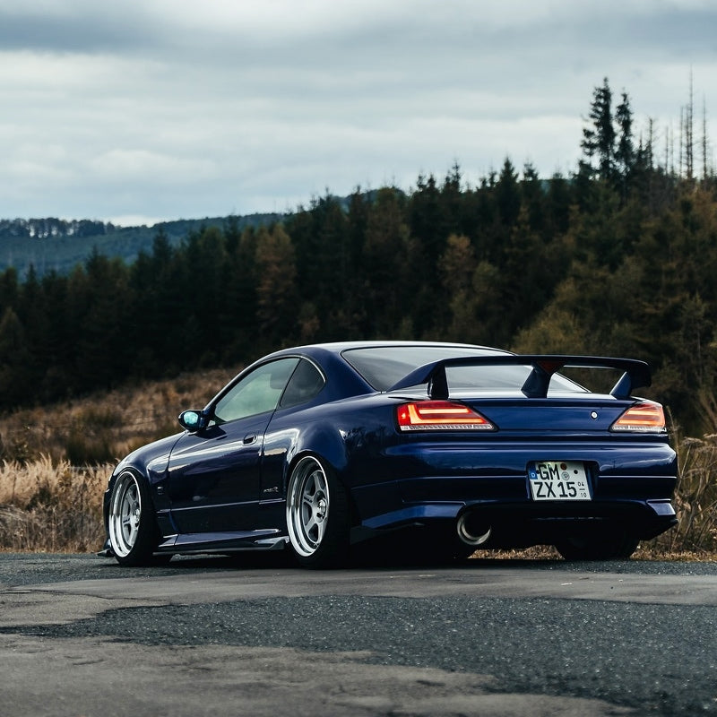 S15 シルビア / ヴァリエッタ 流れるウインカー サイドマーカー付き ファイバーLEDテールランプ ブラッククローム — image 16