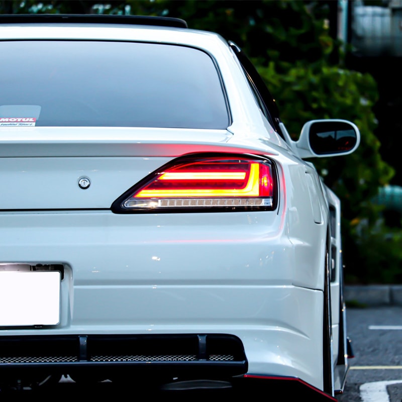 S15 シルビア / ヴァリエッタ 流れるウインカー サイドマーカー付き ファイバーLEDテールランプ インナーレッド — image 16