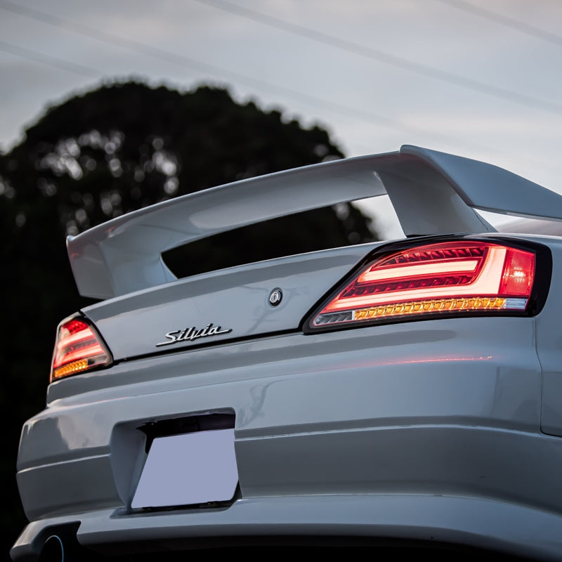 S15 シルビア / ヴァリエッタ 流れるウインカー サイドマーカー付き ファイバーLEDテールランプ ブラッククローム — image 18