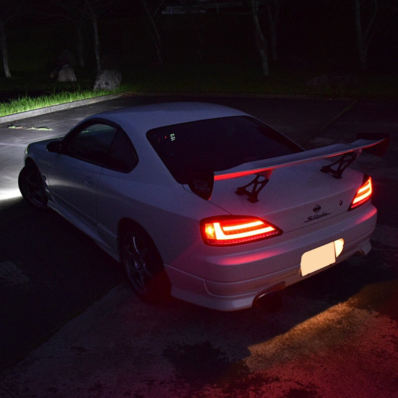 S15 シルビア / ヴァリエッタ 流れるウインカー サイドマーカー付き ファイバーLEDテールランプ ブラック/クリアー — image 15