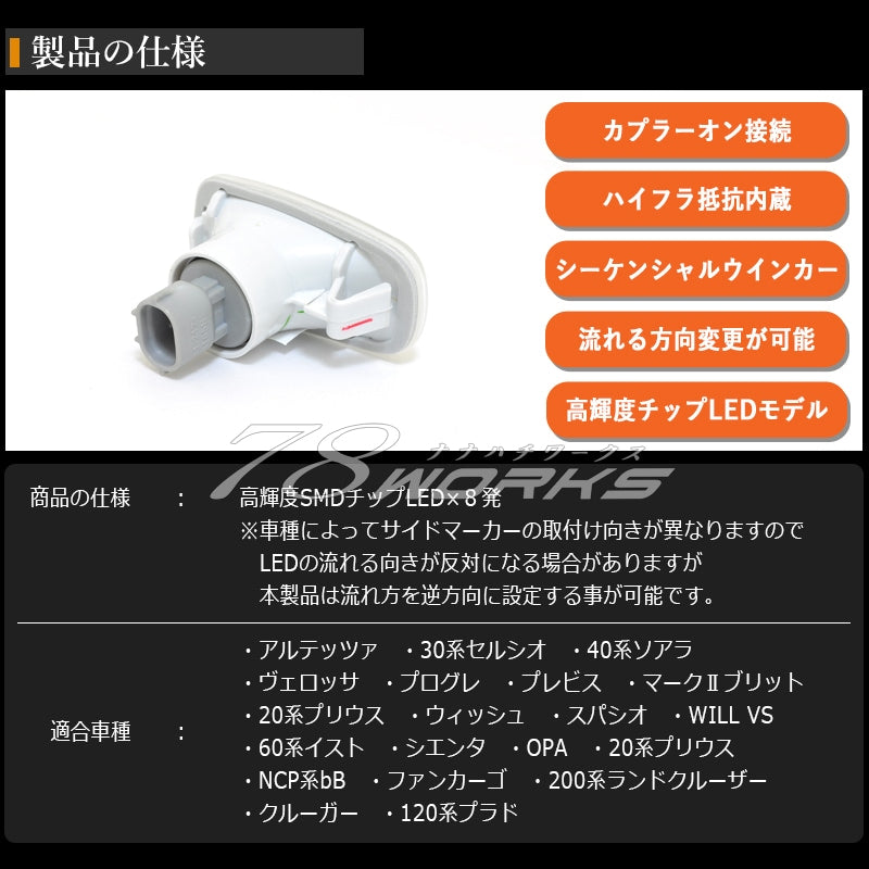 セルシオ UCF30 UCF31 流れるウインカータイプ LEDサイドマーカー V2 3色から選べる — image 4
