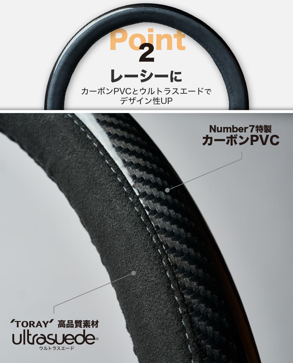 Steering cover Ultrasuede x Carbon Enamel — image 5