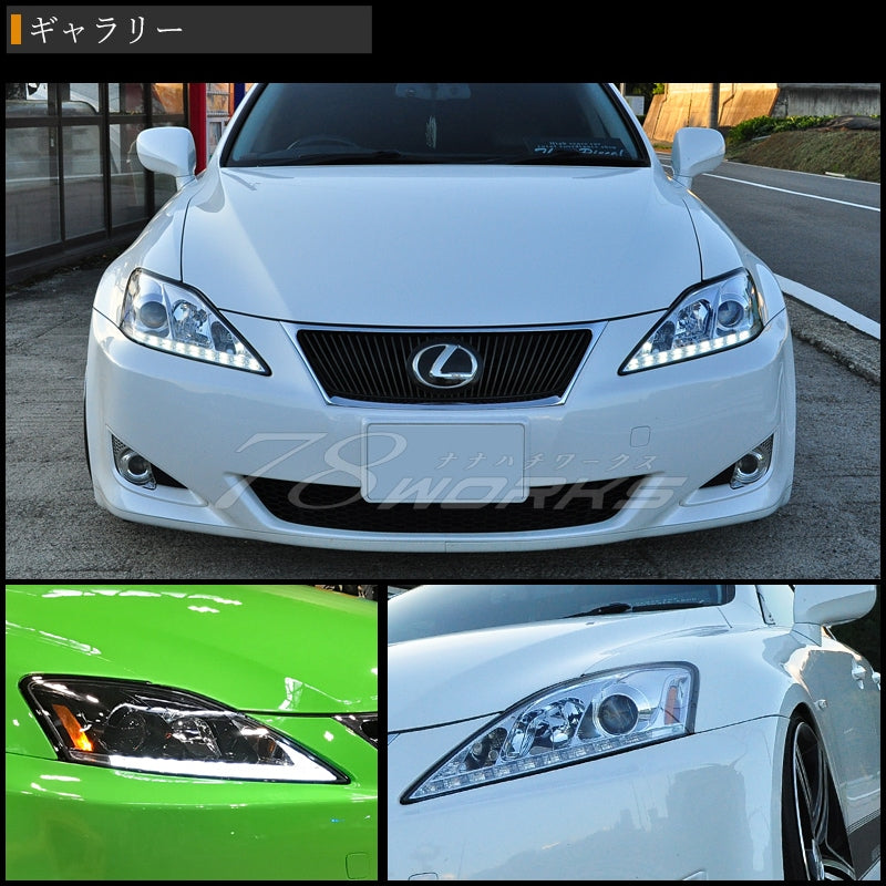 LEXUS 20系 IS / ISF / ISC 前期用 後期純正ルック 流れるウインカー Lラインヘッドライト V3 クローム / ブラック — image 6