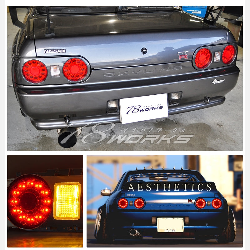 R32 スカイライン GTS GT-R 2D クーペ用 海外人気モデル バルカンルック LEDテールランプ レッドクリアー — image 9