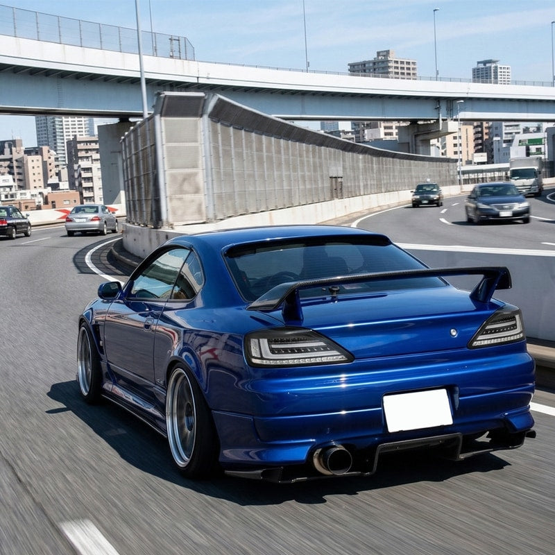 S15 シルビア / ヴァリエッタ 流れるウインカー サイドマーカー付き ファイバーLEDテールランプ ブラック/クリアー — image 10