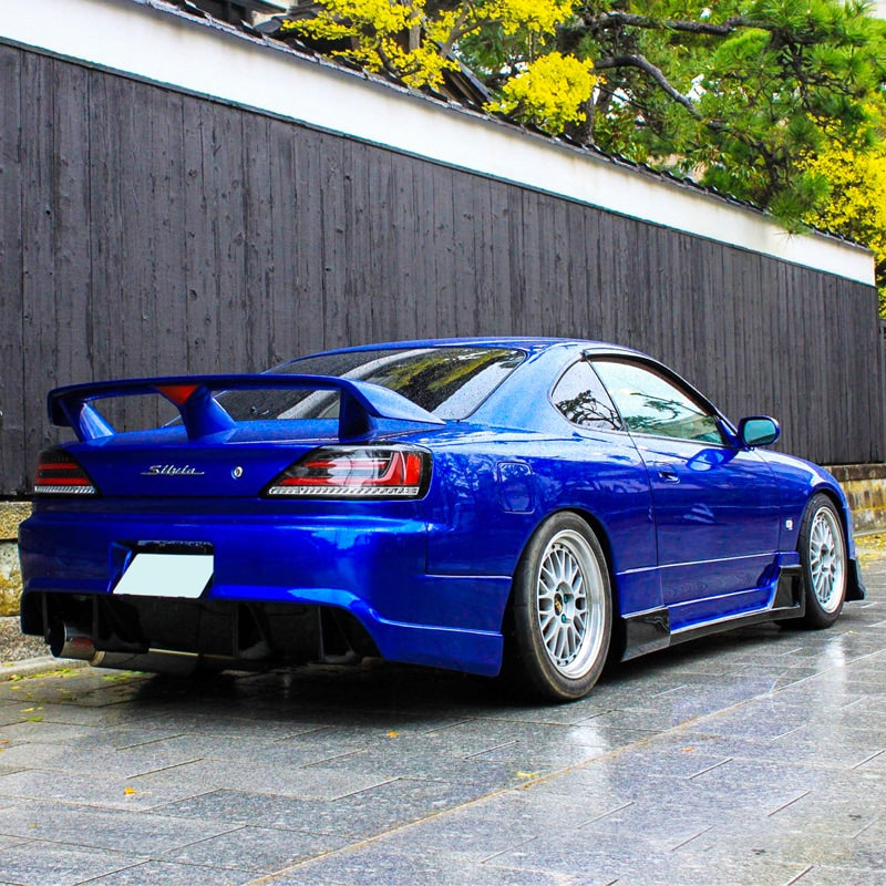 S15 シルビア / ヴァリエッタ 流れるウインカー サイドマーカー付き ファイバーLEDテールランプ ブラッククローム — image 8