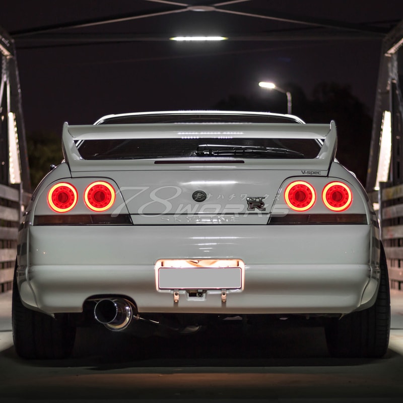 R33 スカイライン GTS GT-R 2D クーペ用 最新 ファイバーリング仕様 LEDテールランプ V2 レッドクリアー — image 6
