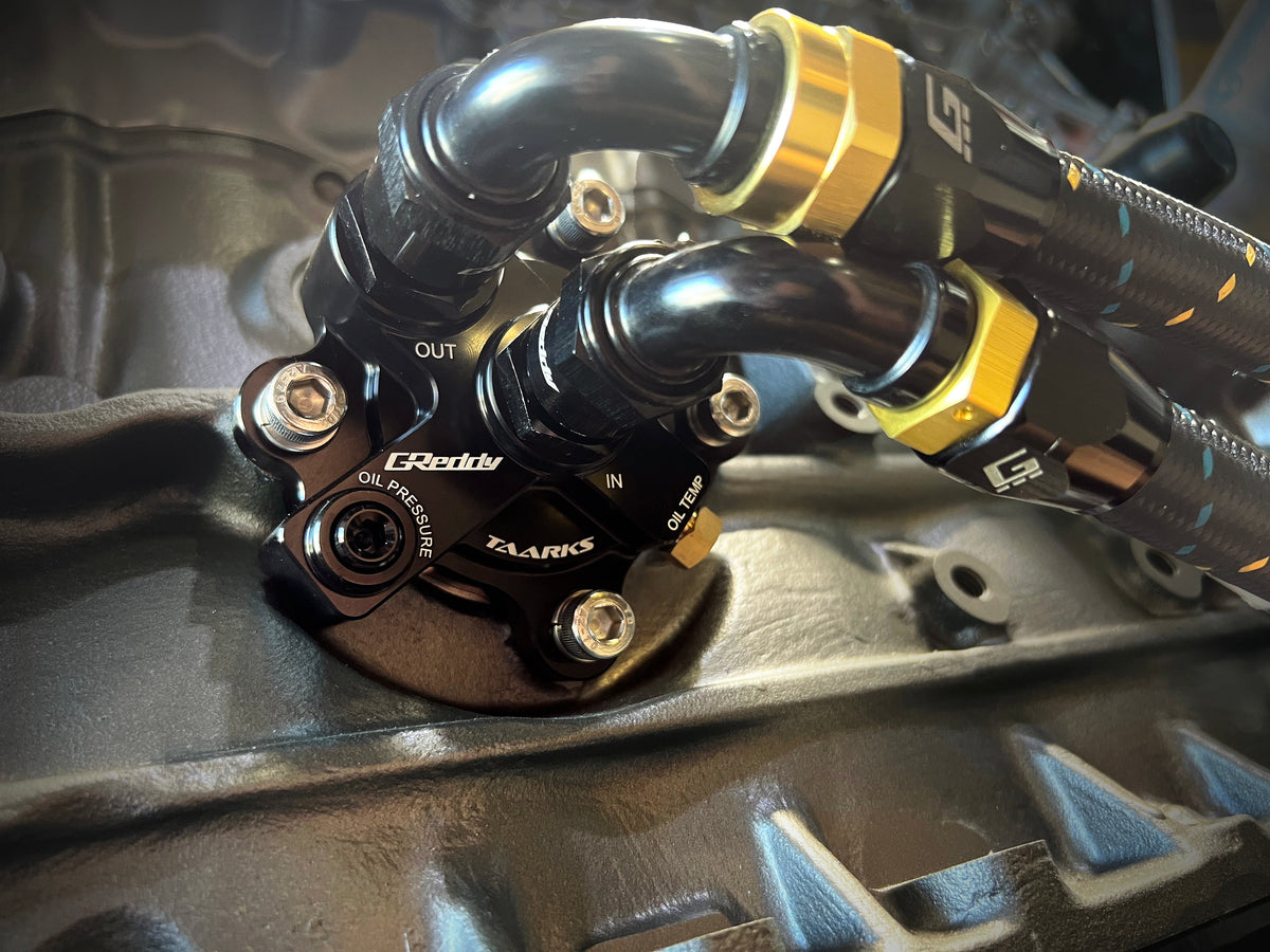GREDDY X TAARKS RB26 BOLT-ON OIL BLOCK ADAPTER, 10AN - (12428110) — image 4