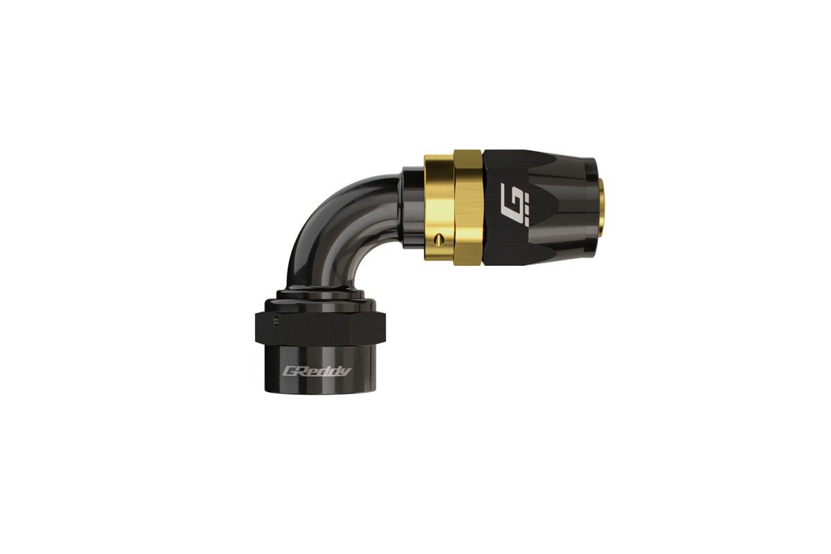 GReddy -08 AN Swivel Hose Ends - Black / Gold — image 2