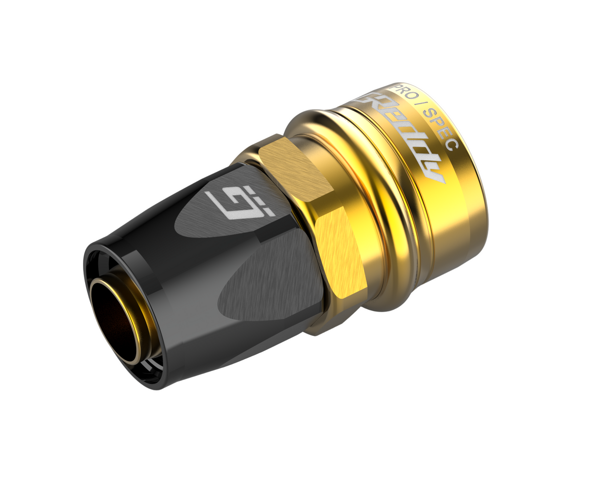 GReddy PRO/SPEC -04 Quick-Release Swivel Hose Ends - Black / Gold — image 2