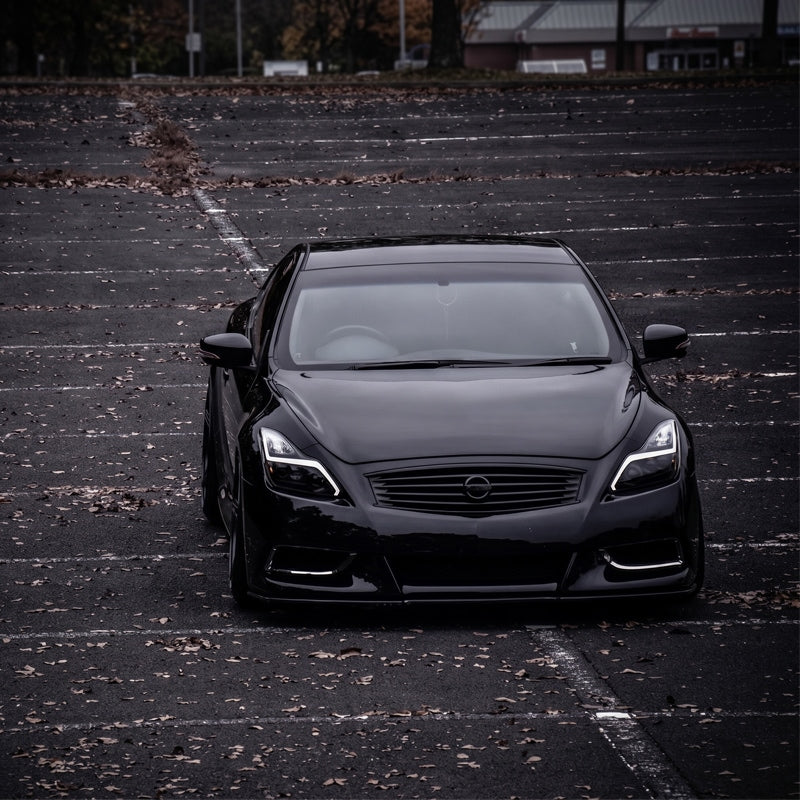 V36 G37 スカイラインクーペ US人気モデル 流れるウインカー ファイバー LED ヘッドライト ブラック — image 7
