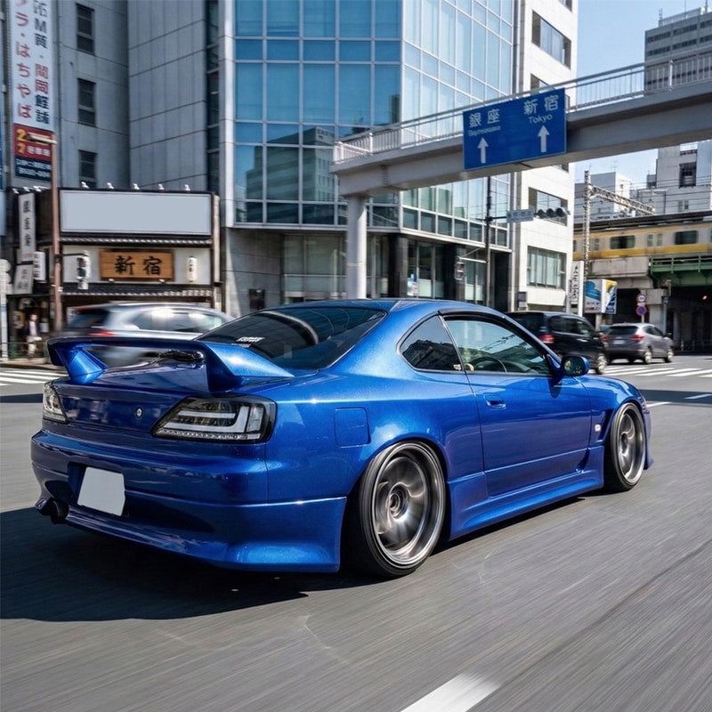 S15 シルビア / ヴァリエッタ 流れるウインカー サイドマーカー付き ファイバーLEDテールランプ ブラック/クリアー — image 11