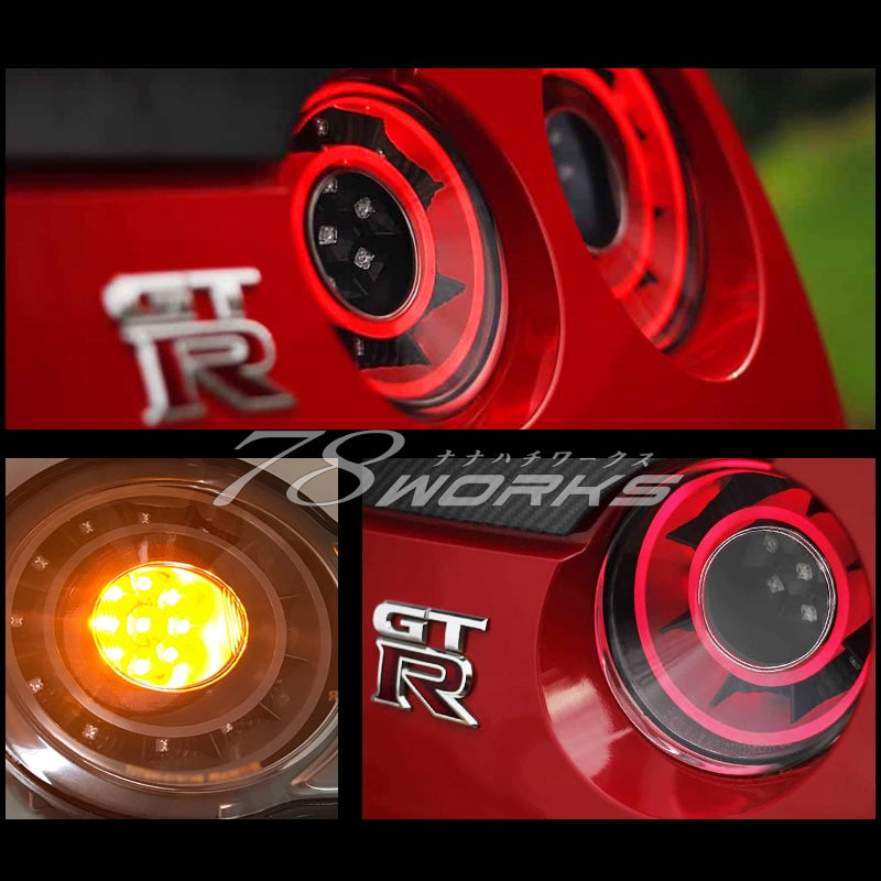 R35 NISSAN GT-R ファイバーテール フルLED テールランプ ウインカーLED ブラック / レッドクリアー — image 8
