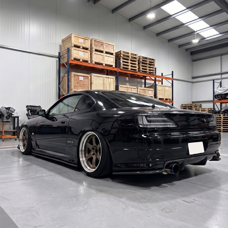 S15 シルビア / ヴァリエッタ 流れるウインカー サイドマーカー付き ファイバーLEDテールランプ ブラック/クリアー — image 9
