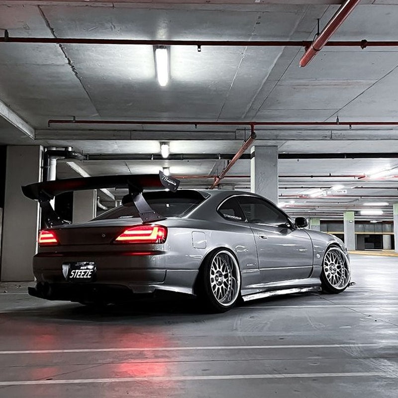 S15 シルビア / ヴァリエッタ 流れるウインカー サイドマーカー付き ファイバーLEDテールランプ ブラック/クリアー — image 14