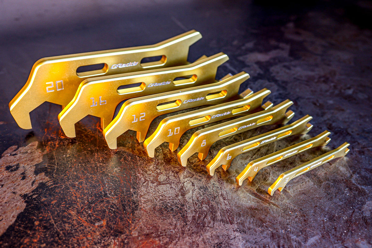 GReddy Angled AN Wrenches - Gold Anodized — image 6