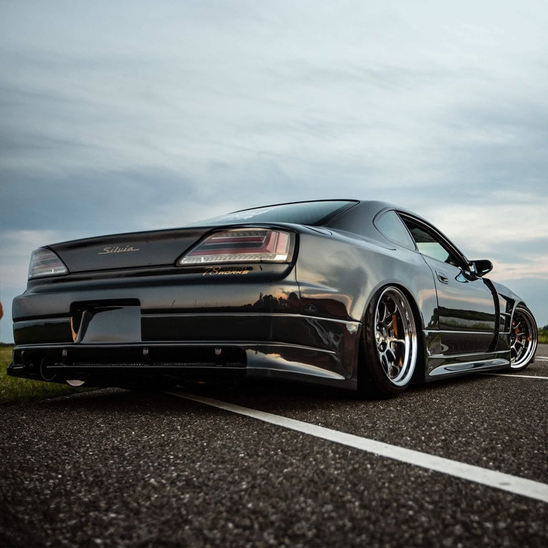 S15 シルビア / ヴァリエッタ 流れるウインカー サイドマーカー付き ファイバーLEDテールランプ ブラッククローム — image 11