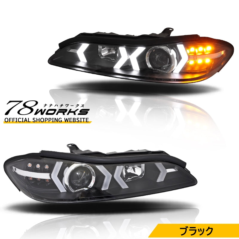 S15 シルビア / ヴァリエッタ 次世代 イカリング ファイバーLEDヘッドライト V4 ブラック — image 1