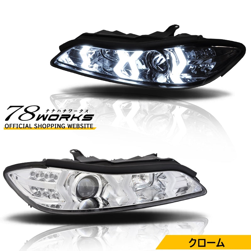 S15 シルビア / ヴァリエッタ 次世代 イカリング ファイバーLEDヘッドライト V4 クローム — image 1