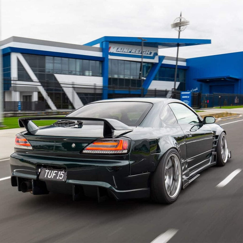 S15 シルビア / ヴァリエッタ 流れるウインカー サイドマーカー付き ファイバーLEDテールランプ ブラッククローム — image 19