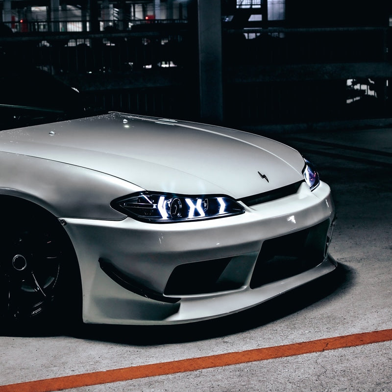 S15 シルビア / ヴァリエッタ 次世代 イカリング ファイバーLEDヘッドライト V4 ブラック — image 12