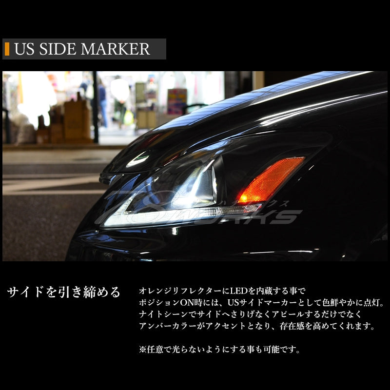 LEXUS 20系 IS / ISF / ISC 前期用 後期純正ルック 流れるウインカー Lラインヘッドライト V3 クローム / ブラック — image 3