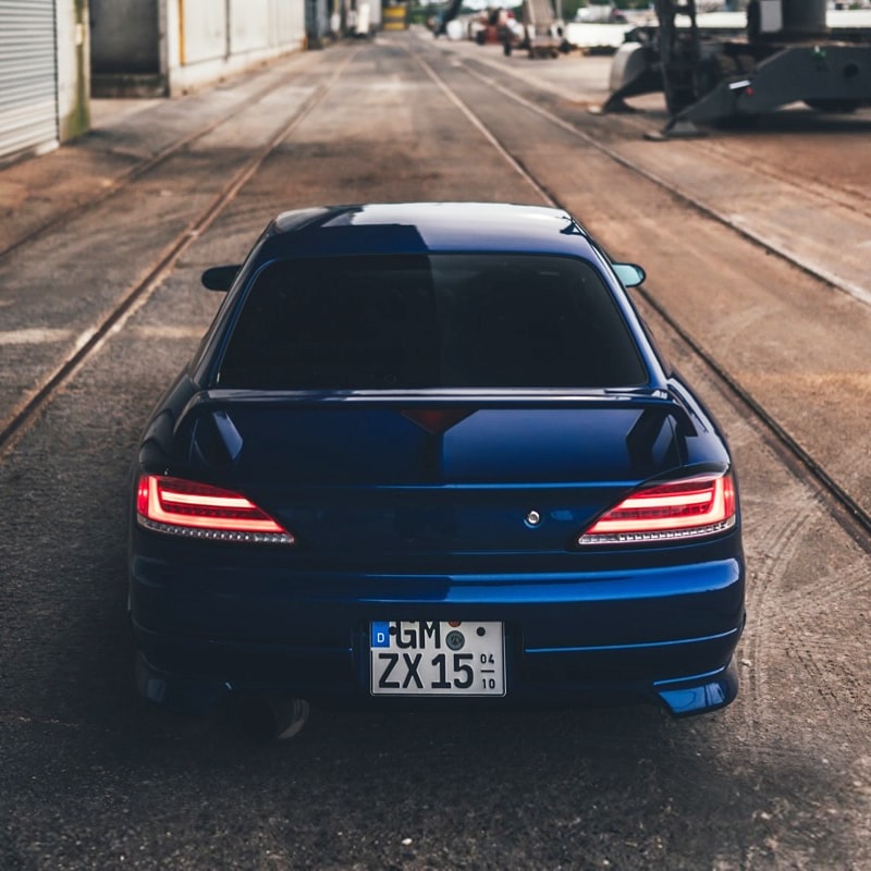 S15 シルビア / ヴァリエッタ 流れるウインカー サイドマーカー付き ファイバーLEDテールランプ ブラック/クリアー — image 16