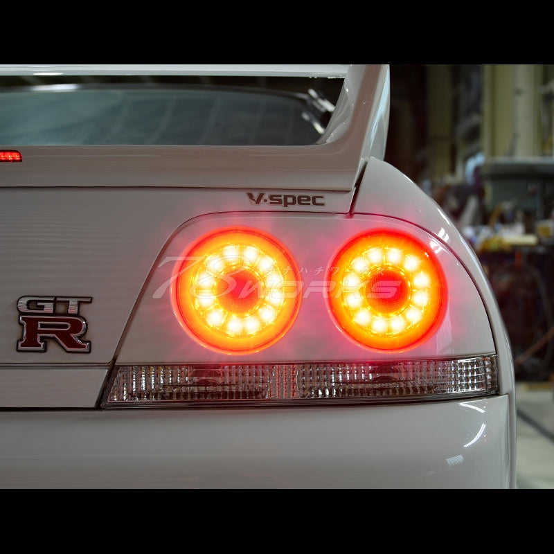 R33 スカイライン GTS GT-R 2D クーペ用 最新 ファイバーリング仕様 LEDテールランプ V2 レッドクリアー — image 9