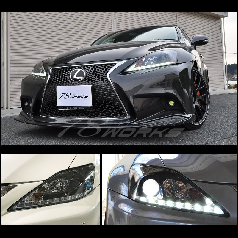 LEXUS 20系 IS / ISF / ISC 前期用 後期純正ルック 流れるウインカー Lラインヘッドライト V3 クローム / ブラック — image 7