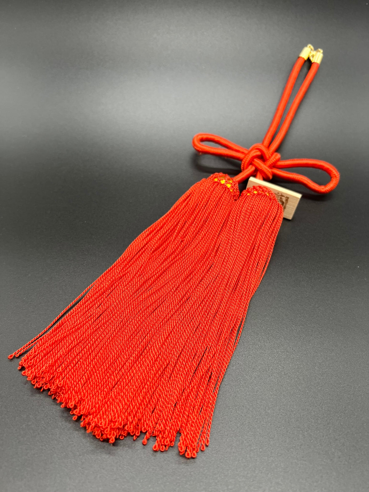 Tassel Agemaki Knot Medium Size Vermilion Orange — image 1