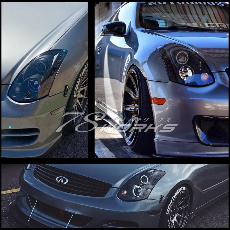 V35 スカイラインクーペ CPV35 CV35 G35 350GT イカリングヘッドライト クローム / ブラック — image 9
