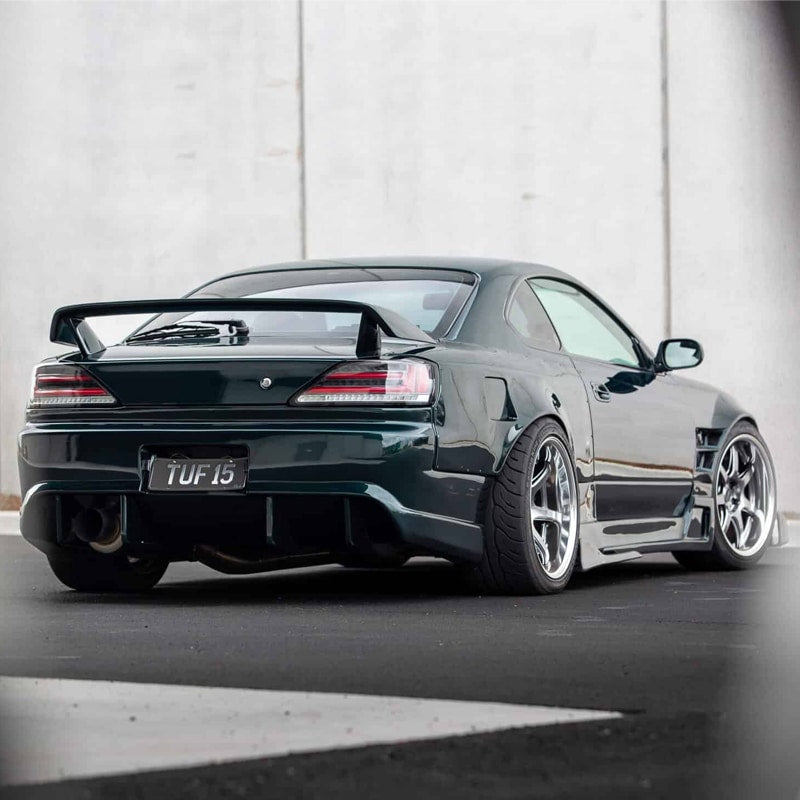 S15 シルビア / ヴァリエッタ 流れるウインカー サイドマーカー付き ファイバーLEDテールランプ ブラッククローム — image 7