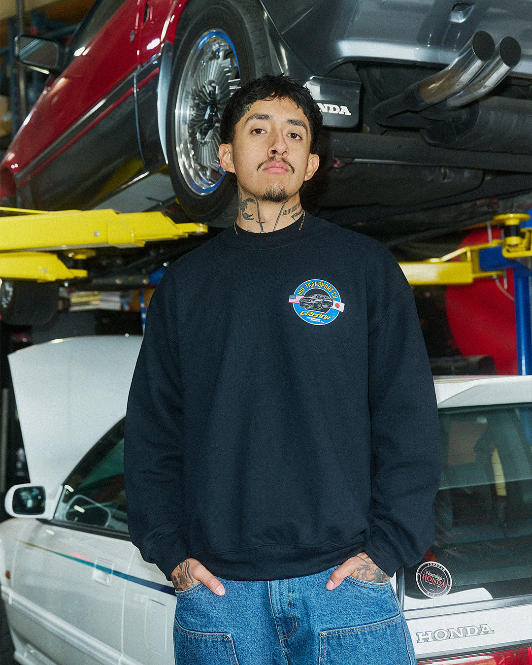 HUF x GReddy Transport Crewneck - Black — image 5