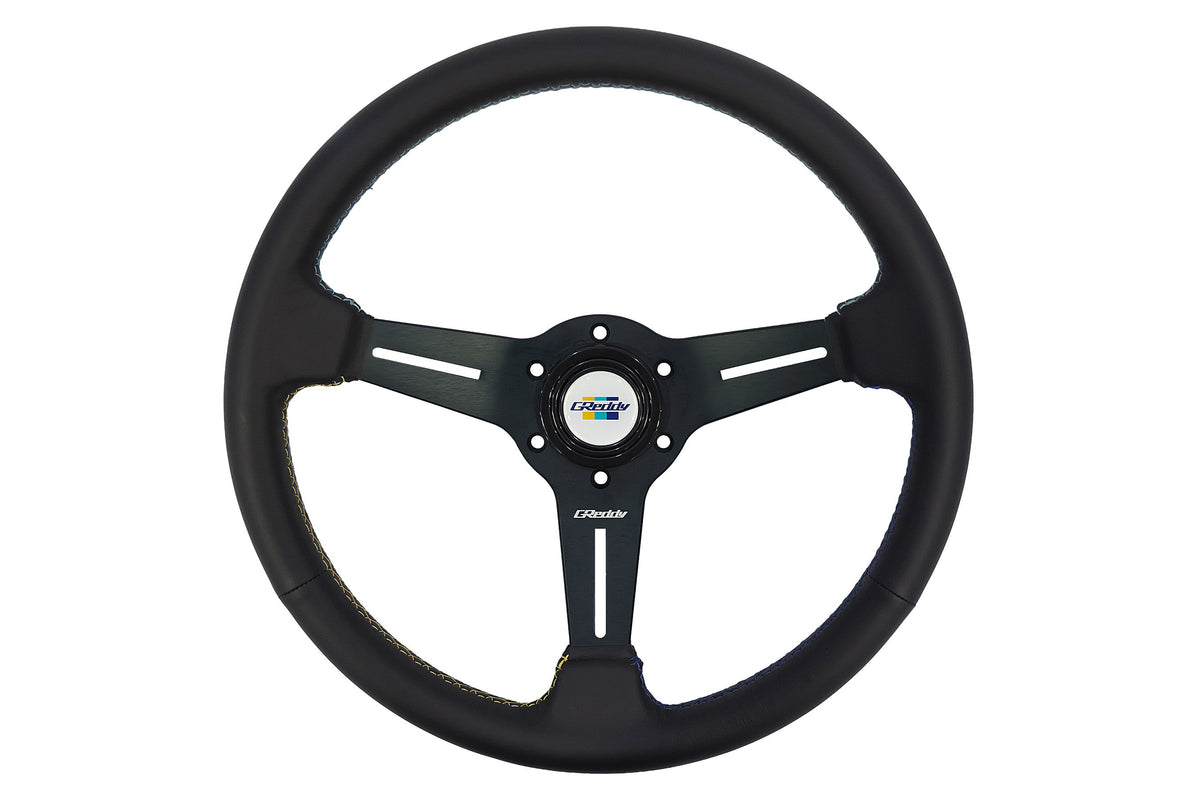 GReddy 3 Color Stitch Steering Wheel - Leather — image 1