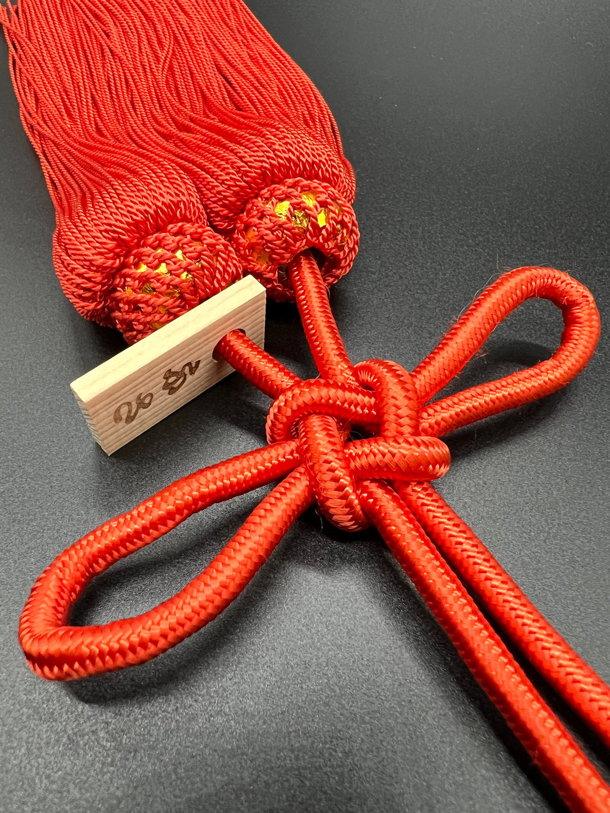 Tassel Agemaki Knot Medium Size Vermilion Orange — image 3