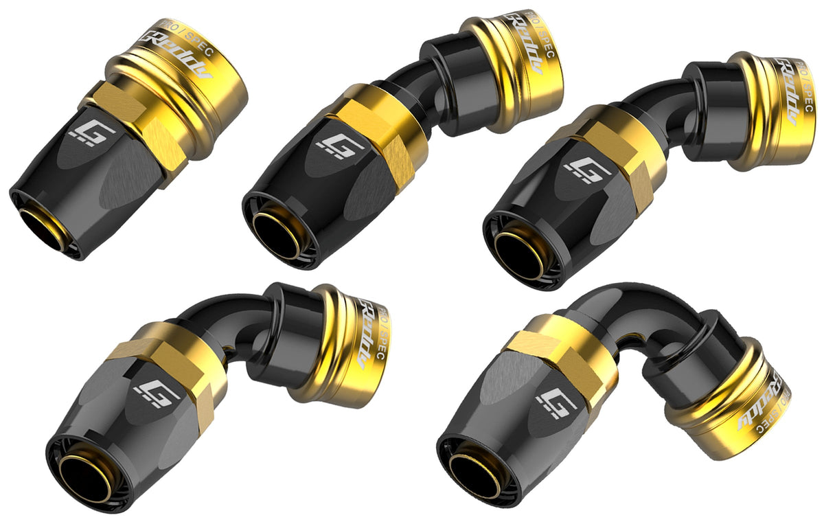 GReddy PRO/SPEC -20 Quick-Release Swivel Hose Ends - Black / Gold — image 1